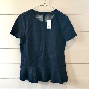 Banana Republic Denim Peplum Short Sleeve Top